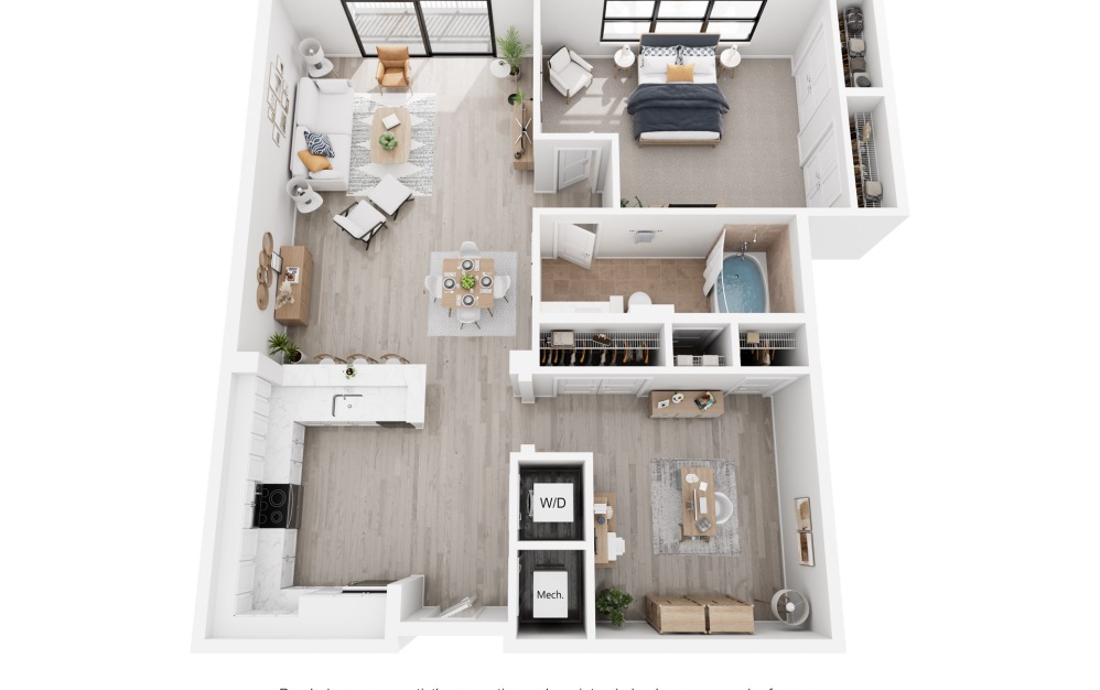 Copenhagen - 1 bedroom floorplan layout with 1 bathroom and 986 square feet