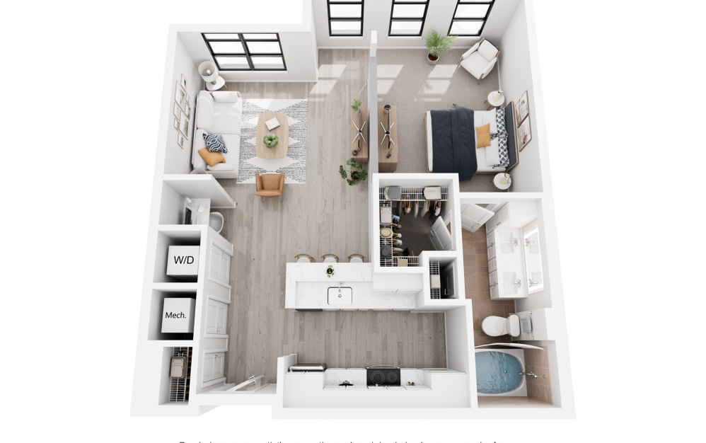 Prague - 1 bedroom floorplan layout with 1 bathroom and 704 - 759 square feet