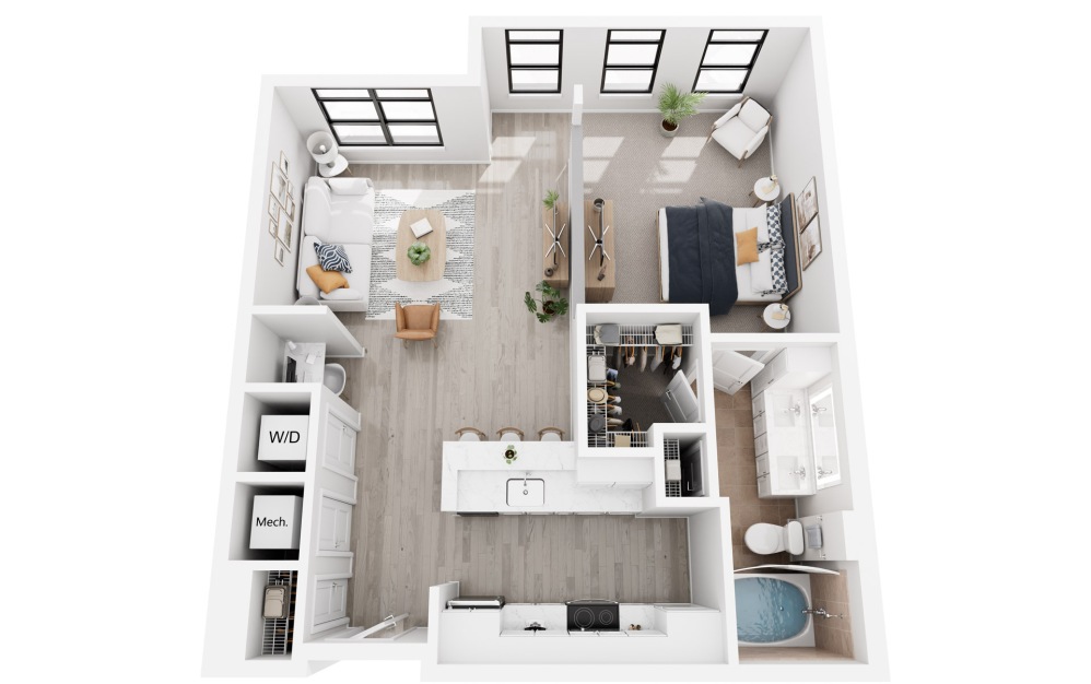 Prague - 1 bedroom floorplan layout with 1 bathroom and 704 - 759 square feet