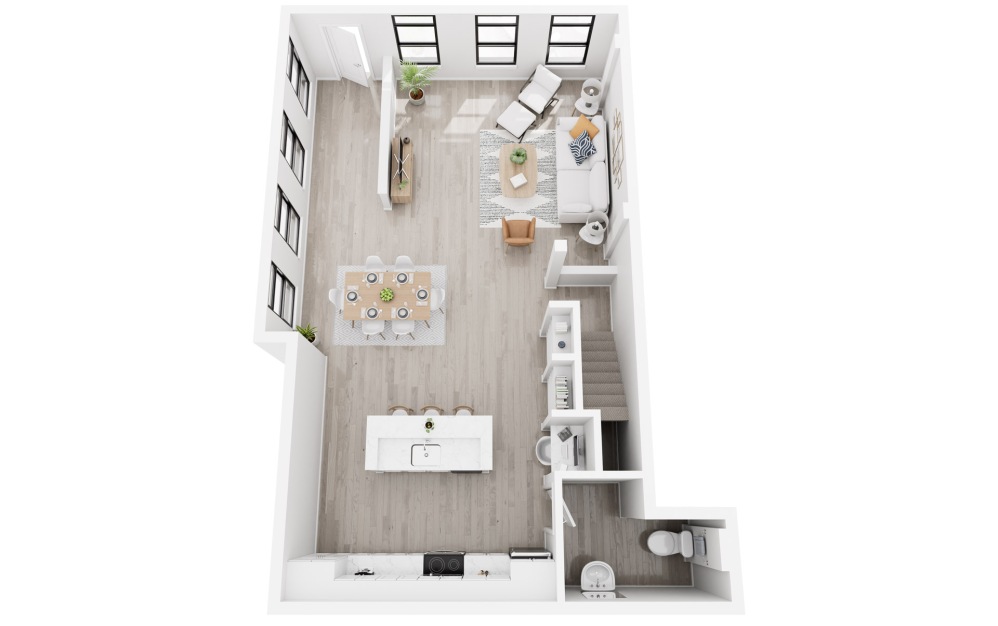 Taipei - 2 bedroom floorplan layout with 2.5 bathrooms and 1543 square feet (Floor 1, 3D)