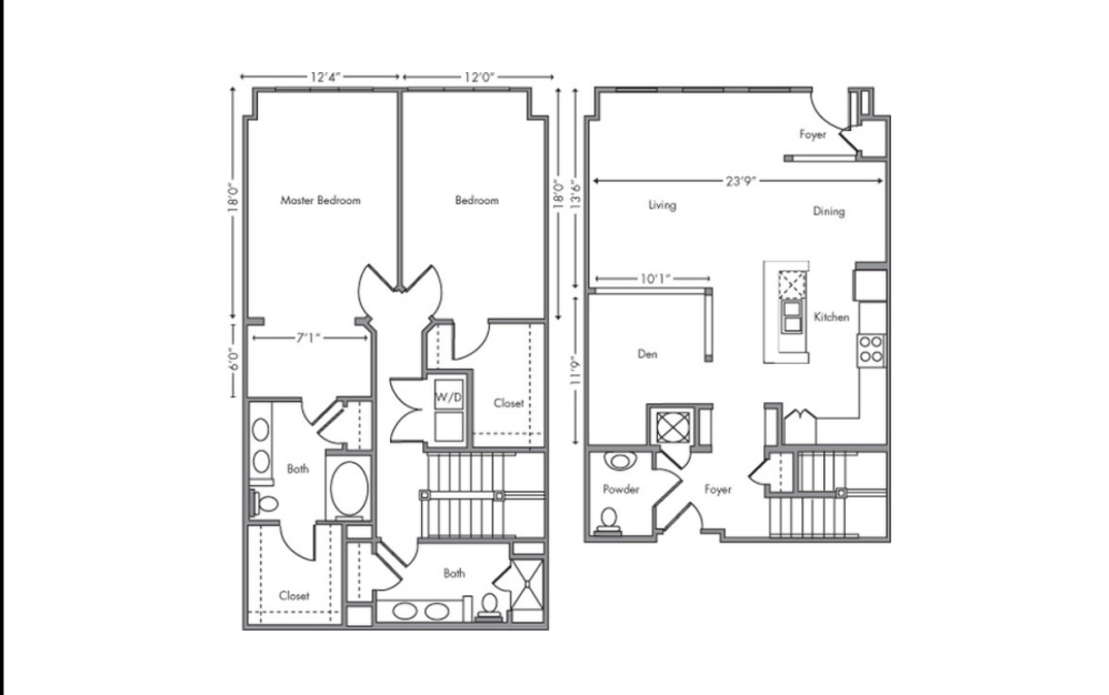Shanghai - 2 bedroom floorplan layout with 2.5 bathrooms and 1838 square feet (2D)